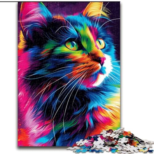 Puzzle für Erwachsene, 1000 Teile, farbenfrohes Comic-Katzen-Puzzle aus Holz, anspruchsvolles Denkspiel für Teenager, unterhaltsames interaktives Spiel für die ganze Familie, 1000 Teile(50x75cm) von XHAXING