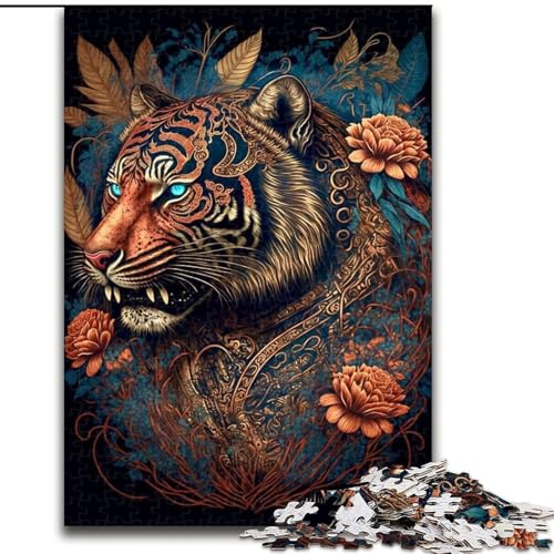 Puzzle für Erwachsene, 1000 Teile, farbenfrohes Fantasie-Tiger-Puzzle aus Pappe, Spaß für die ganze Familie, Basteln, perfekt für Geburtstage, Feiertage, 1000 Stück(26x38cm) von XHAXING
