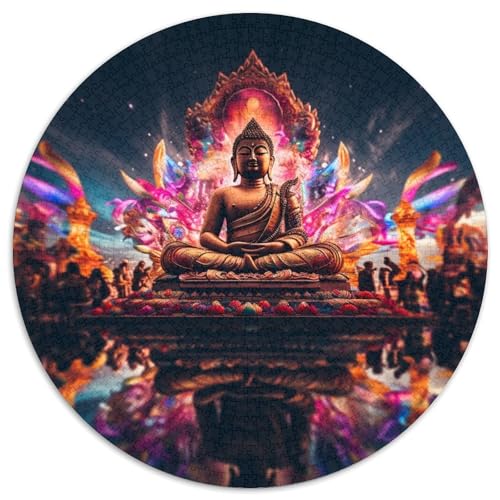 Puzzle für Erwachsene, 1000 Teile, farbenfrohes Kunst-Buddha-Puzzle, rund, Denksportaufgabe für Teenager, (Größe 67,5 x 67,5 cm) von XHAXING