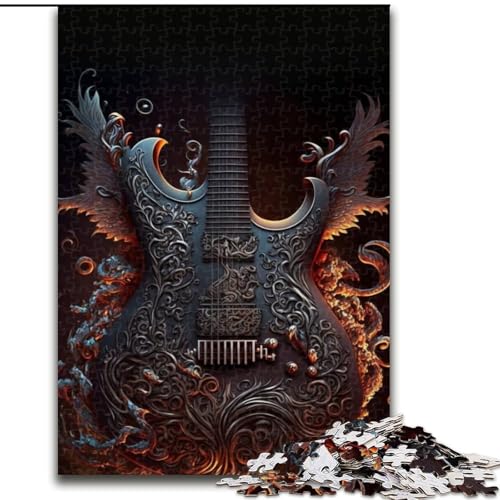 Puzzle für Erwachsene, 1000 Teile, farbenfrohes Kunst-Gitarren-Puzzle aus Pappe, ideal für Büro, Schlafzimmer, Wohnzimmerdekoration, 1000 Teile(26x38cm) von XHAXING