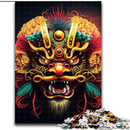 Puzzle für Erwachsene, 1000 Teile, farbenfrohes Löwen-Kunst-Puzzle aus Holz, Spielzeug, Geschenk, pädagogisches, intellektuelles, entspannendes Familienspiel, 1000 Teile(50x75cm) von XHAXING