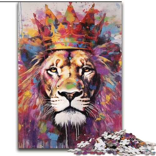 Puzzle für Erwachsene, 1000 Teile, farbenfrohes Löwengemälde, Puzzle aus Pappe, Denkspiel, interaktives Familienspiel, geeignet für Kinder ab 14 Jahren, 1000 Teile(26x38cm) von XHAXING