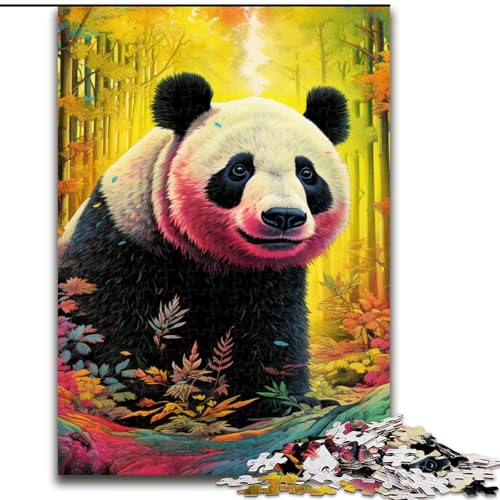 Puzzle für Erwachsene, 1000 Teile, farbenfrohes Panda-Kunst-Puzzle aus Holz, anspruchsvolles DIY-Denkspiel, interaktives Familienspiel, 1000 Teile(50x75cm) von XHAXING