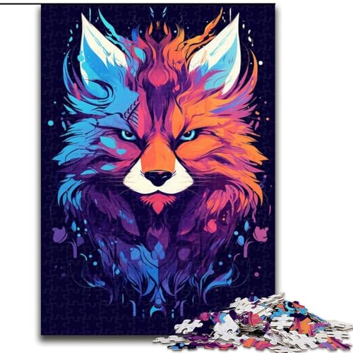 Puzzle für Erwachsene, 1000 Teile, farbenfrohes Roboter-Fuchs-Kunst-Puzzle aus Holz, lehrreiches und unterhaltsames Indoor-Spiel für die Heimdekoration, 1000 Teile(50x75cm) von XHAXING