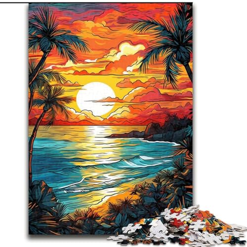 Puzzle für Erwachsene, 1000 Teile, farbenfrohes Strandkunst-Puzzle aus Pappe, anspruchsvolles Denkspiel für Teenager, unterhaltsames interaktives Spiel für die ganze Familie, 1000 Teile(26x38cm) von XHAXING
