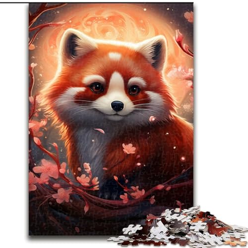 Puzzle für Erwachsene, 1000 Teile, farbenfrohes rotes Panda-Puzzle aus Holz, interaktives Familienspiel, Denksportgeschenk, Lernspielzeug, 1000 Teile(50x75cm) von XHAXING