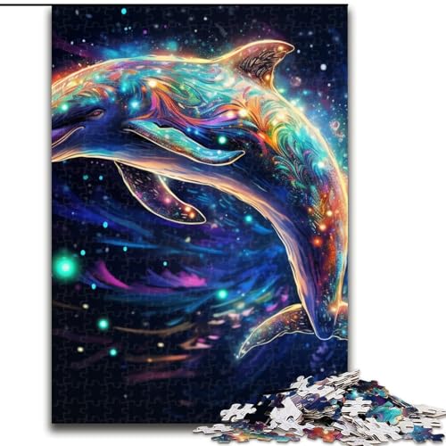 Puzzle für Erwachsene, 1000 Teile, farbige Delfine, aus Pappe, anspruchsvolles Denkspiel für Teenager, unterhaltsames interaktives Spiel für die ganze Familie, 1000 Teile(26x38cm) von XHAXING