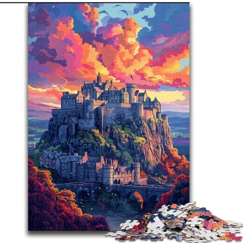 Puzzle für Erwachsene, 1000 Teile, farbiges Castell Caernarfon-Puzzle aus Holz, anspruchsvolles Denkspiel für Teenager, unterhaltsames interaktives Spiel für die ganze Familie, 1000 Teile(50x75cm) von XHAXING