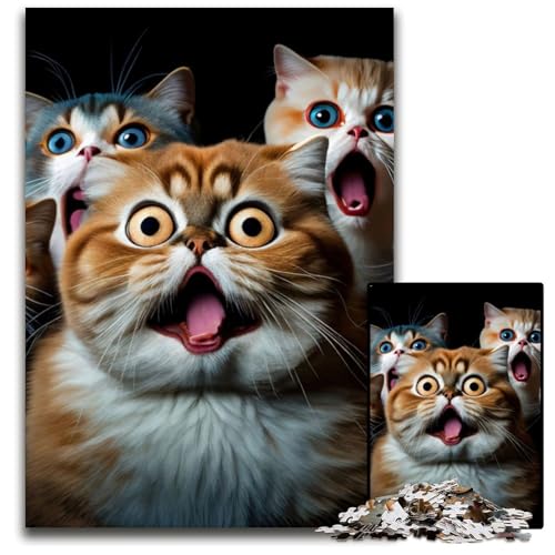 Puzzle für Erwachsene, 1000 Teile, lustige Katze, schockiert, Holzpuzzle für Erwachsene, Denkspiel für Teenager und Familieninteraktion, 50x75cm Puzzle für Erwachsene, 1000 Teile, lustige Katze, schockiert, Holzpuzzle für Erwachsene, Denkspiel für Teenager und Familieninteraktion, 50x75cm von XHAXING