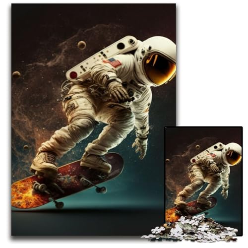 Puzzle für Erwachsene, 1000 Teile, lustiges Astronauten-Skateboard, Holzpuzzle für Erwachsene, perfekte Dekoration für Zuhause oder das Büro, 50x75cm Puzzle für Erwachsene, 1000 Teile, lustiges Astronauten-Skateboard, Holzpuzzle für Erwachsene, perfekte Dekoration für Zuhause oder das Büro, 50x75cm von XHAXING