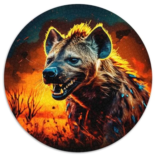 Puzzle für Erwachsene, 1000 Teile, psychedelisch, die Hyäne, rund, Papppuzzle, anspruchsvolles Denkspiel für Teenager, perfekt als Heimdekoration oder Geschenk (67,5 x 67,5 cm) von XHAXING