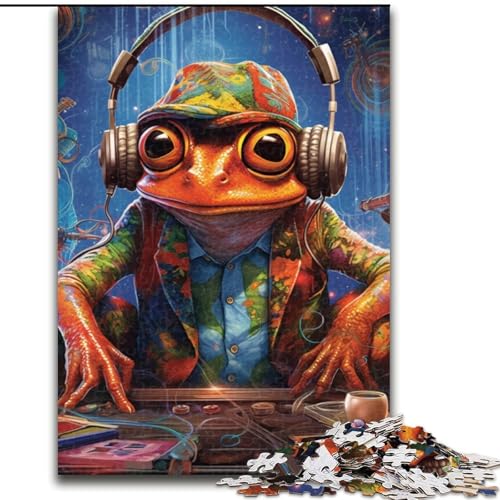 Puzzle für Erwachsene, 1000 Teile, psychedelische Musik, Frosch-Puzzles aus Holz, Eltern, Partner, Freunde – ab 14 Jahren, 1000 Teile(50x75cm) von XHAXING