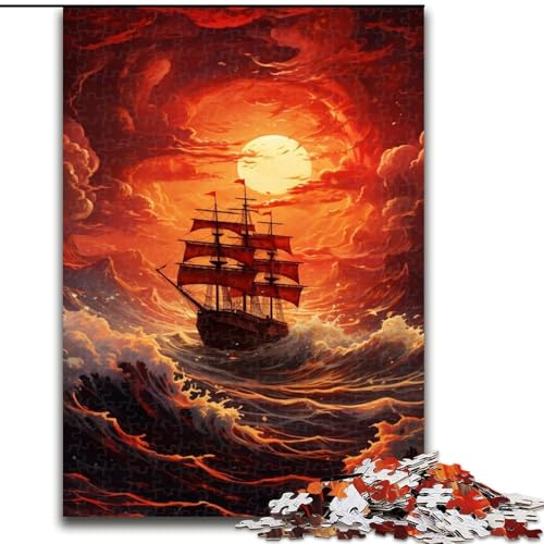 Puzzle für Erwachsene, 1000 Teile, roter und orangefarbener Sturm, aus Pappe, interaktives Familienspiel, Denksportgeschenk, Lernspielzeug, 1000 Teile(26x38cm) von XHAXING