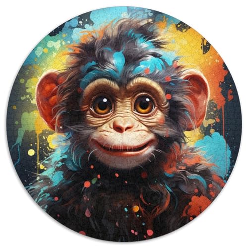 Puzzle für Erwachsene, 1000 Teile, rundes Papppuzzle „Art Monkey“, anspruchsvolles Denkspiel für Teenager, perfekt als Heimdekoration oder Geschenk (67,5 x 67,5 cm) von XHAXING