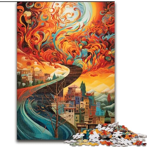 Puzzle für Erwachsene, 1000 Teile, schöne Landschaft, Puzzle aus Holz, interaktives Familienspiel, Denksportgeschenk, Lernspielzeug, 1000 Teile(50x75cm) von XHAXING