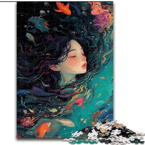 Puzzle für Erwachsene, 1000 Teile, schönes Mädchen im Ozean, Puzzle aus Holz, Familienaktivitätsspiel, Heimdekoration, Wandkunst, 1000 Teile(50x75cm) von XHAXING