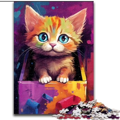 Puzzle für Erwachsene, 1000 Teile, süße Katzen-Puzzles aus Pappe, Eltern, Partner, Freunde – ab 14 Jahren, 1000 Teile(26x38cm) von XHAXING