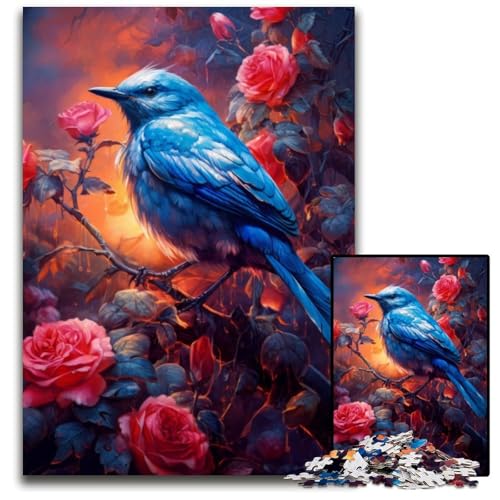 Puzzle für Erwachsene, 1000 Teile, süßer Kleiner Blauer Vogel, Papp-Puzzle für Erwachsene, Denkspiel für Teenager und Familieninteraktion, 26x38cm von XHAXING