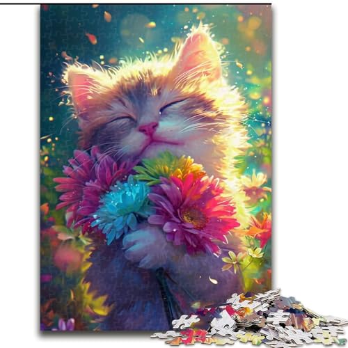 Puzzle für Erwachsene, 1000 Teile, süßes Anime-Katzen-Puzzle aus Holz, anspruchsvolles Denkspiel für Teenager, unterhaltsames interaktives Spiel für die ganze Familie, 1000 Teile(50x75cm) von XHAXING