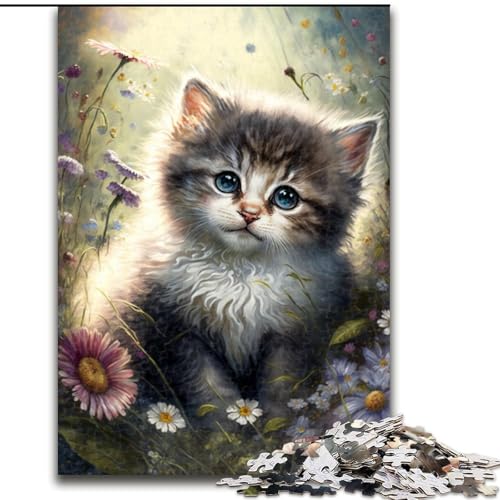 Puzzle für Erwachsene, 1000 Teile, süßes Kätzchen-Puzzle aus Holz, anspruchsvolles Denkspiel für Teenager, unterhaltsames interaktives Spiel für die ganze Familie, 1000 Teile(50x75cm) von XHAXING