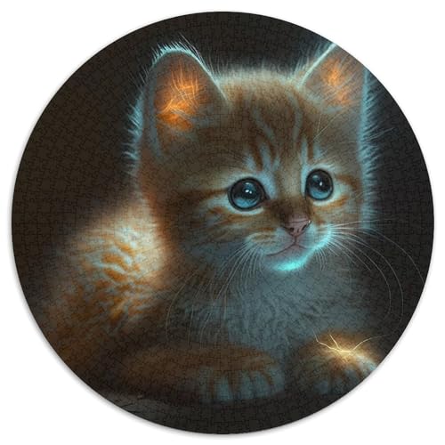 Puzzle für Erwachsene, 1000 Teile, süßes Katzenbaby, runde Papierpuzzles, Denksportaufgabe, Geschenk, pädagogische Aktivität für Teenager (Größe 67,5 x 67,5 cm) von XHAXING