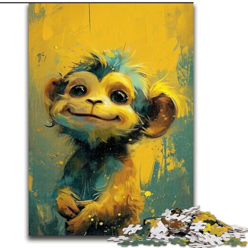 Puzzle für Erwachsene, 1000 Teile, süßes kleines gelbes Affen-Puzzle aus Pappe, Eltern, Partner, Freunde – ab 14 Jahren, 1000 Teile(26x38cm) von XHAXING