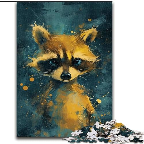 Puzzle für Erwachsene, 1000 Teile, süßes kleines gelbes Waschbär-Puzzle aus Pappe, kompliziertes Design für Teenager, DIY-Dekor und gehirnfördernder Spaß, 1000 Teile(26x38cm) von XHAXING