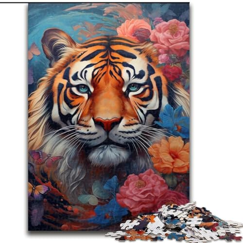Puzzle für Erwachsene, 1000 Teile, wunderschöne Tiger-Puzzles aus Pappe, interaktives Familienspiel, Denksportgeschenk, Lernspielzeug, 1000 Teile(26x38cm) von XHAXING