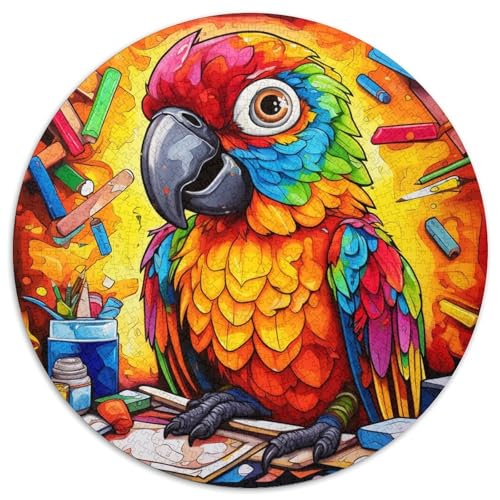 Puzzle für Erwachsene, 1000 Tiere, Vögel, Papageien, rund, Papierpuzzle, Familieninteraktion und lustiges Geschenk, lebendiges abstraktes Design (67,5 x 67,5 cm) von XHAXING