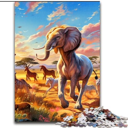 Puzzle für Erwachsene, 1000 afrikanische Tiere, Puzzle aus Holz, anspruchsvolles Denkspiel für Teenager, unterhaltsames interaktives Spiel für die ganze Familie, 1000 Teile(50x75cm) von XHAXING