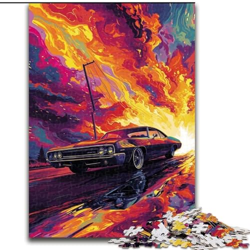 Puzzle für Erwachsene, 1000 farbenfrohe Klassische Sportwagen, Puzzle aus Holz, Weihnachten, Halloween, Ostern, Neujahr, 1000 Teile(50x75cm) von XHAXING