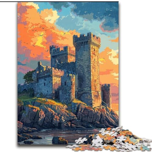 Puzzle für Erwachsene, 1000 farbige Castell Caernarfon-Puzzles aus Pappe, Eltern, Partner, Freunde – ab 14 Jahren, 1000 Teile(26x38cm) von XHAXING
