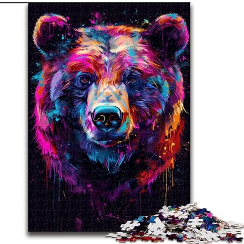 Puzzle für Erwachsene, 1000 psychedelische Bären-Puzzles aus Holz, Eltern, Partner, Freunde – ab 14 Jahren, 1000 Teile(50x75cm) von XHAXING