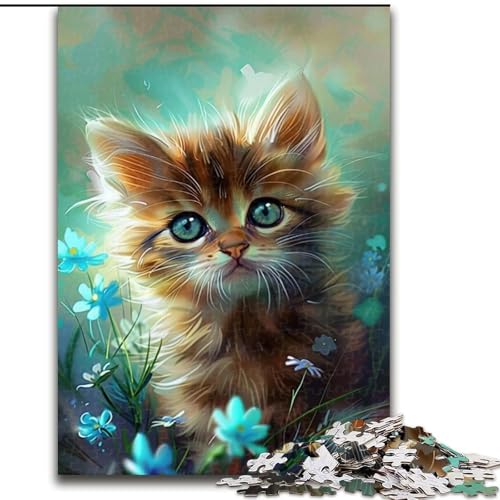 Puzzle für Erwachsene, 1000 süße, Bunte Kätzchen-Puzzles aus Holz, Eltern, Partner, Freunde – ab 14 Jahren, 1000 Teile(50x75cm) von XHAXING