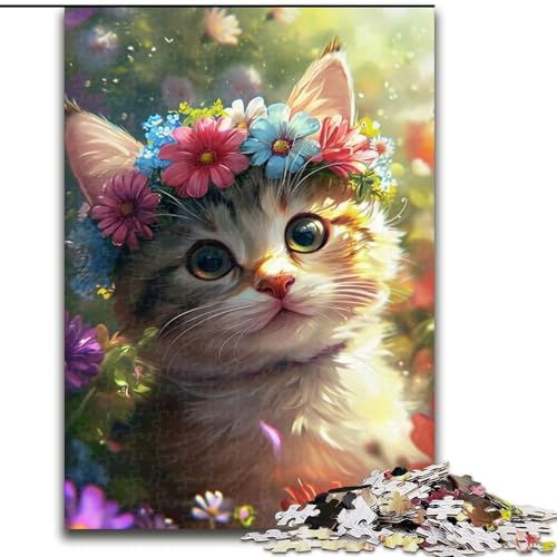 Puzzle für Erwachsene, 1000 süße Anime-Katzen-Puzzles aus Holz, Weihnachten, Halloween, Ostern, Neujahr, 1000 Teile(50x75cm) von XHAXING