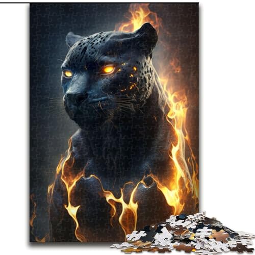 Puzzle für Erwachsene, 1000-teiliges Black Panther Fantasy Fire-Puzzle aus Pappe, Familienaktivitätsspiel für Teenager, DIY-Heimdekor, Denksportaufgabe, Geschenk, 1000 Teile(26x38cm) von XHAXING