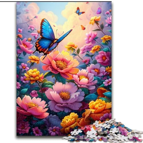 Puzzle für Erwachsene, 1000-teiliges Blumen- und Schmetterlingspuzzle aus Holz, anspruchsvolles Denkspiel für Teenager, unterhaltsames interaktives Spiel für die ganze Familie, 1000 Teile(50x75cm) von XHAXING