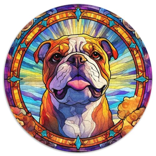 Puzzle für Erwachsene, 1000-teiliges Buntglas-Bulldoggen-Puzzle für Erwachsene, anspruchsvolles Denkspiel – entspannendes Spielzeug für Teenager (67,5 x 67,5 cm) von XHAXING