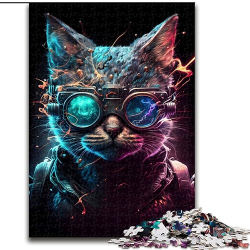 Puzzle für Erwachsene, 1000-teiliges Cooles Katzen-Puzzle aus Holz, Entspannung und Herausforderung, farbenfrohe Heimdekorationskunst, Freunde, 1000 Teile(50x75cm) von XHAXING