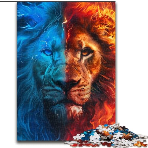 Puzzle für Erwachsene, 1000-teiliges EIS- und Feuerlöwen-Puzzle aus Pappe, Denkspiel, interaktives Familienspiel, geeignet für Kinder ab 14 Jahren, 1000 Teile(26x38cm) von XHAXING