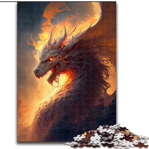 Puzzle für Erwachsene, 1000-teiliges Feuerdrachen-Puzzle im Himmel aus Holz, anspruchsvolles Denkspiel für Teenager, unterhaltsames interaktives Spiel für die ganze Familie, 1000 Teile(50x75cm) von XHAXING