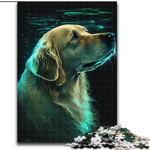 Puzzle für Erwachsene, 1000-teiliges Golden Retriever-Puzzle aus Holz, Entspannung und Herausforderung, farbenfrohe Heimdekorationskunst, Freunde, 1000 Teile(50x75cm) von XHAXING