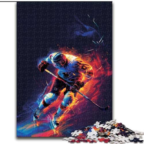 Puzzle für Erwachsene, 1000-teiliges Hockeyspieler-Puzzle aus Holz, Eltern, Partner, Freunde – ab 14 Jahren, 1000 Teile(50x75cm) von XHAXING