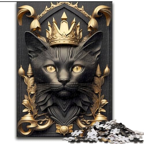 Puzzle für Erwachsene, 1000-teiliges Katzen-Puzzle im goldenen Art-Deco-Stil aus Pappe, anspruchsvolles Denkspiel für Teenager, perfekt als Heimdekoration oder Geschenk, 1000 Teile(26x38cm) von XHAXING