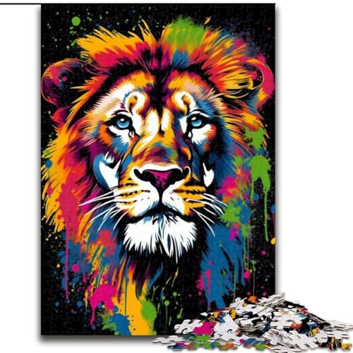 Puzzle für Erwachsene, 1000-teiliges Kunst-Neon-Löwen-Puzzle aus Holz, anspruchsvolles Denkspiel für Teenager, unterhaltsames interaktives Spiel für die ganze Familie, 1000 Teile(50x75cm) von XHAXING