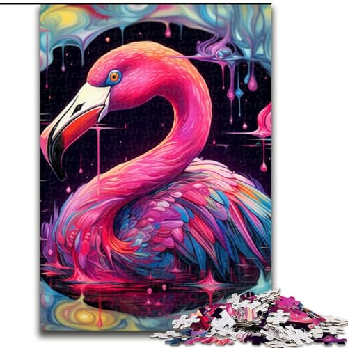 Puzzle für Erwachsene, 1000-teiliges Kunst-Puzzle Psychedelic Flamingo aus Holz, anspruchsvolles Denkspiel für Teenager, unterhaltsames interaktives Spiel für die ganze Familie, 1000 Teile(50x75cm) von XHAXING