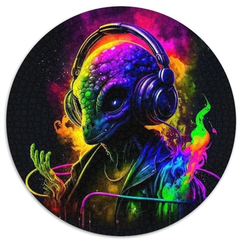 Puzzle für Erwachsene, 1000-teiliges Monster, das Musik hört, runde Papierpuzzles, Geschenk für Männer und Frauen, Alltag und besondere Anlässe (Größe 67,5 x 67,5 cm) von XHAXING