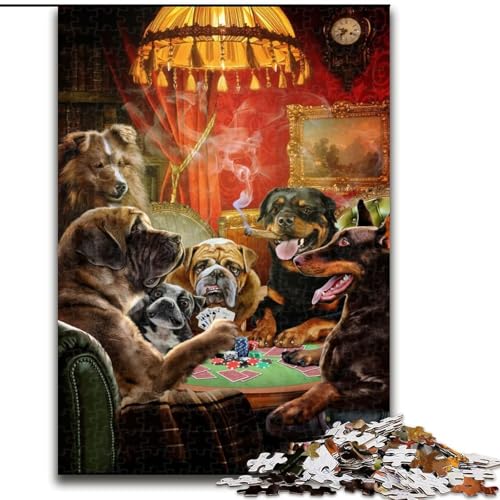 Puzzle für Erwachsene, 1000-teiliges Pokerspiel mit Hund, aus Pappe, anspruchsvolles Denkspiel für Teenager, perfekt als Heimdekoration oder Geschenk, 1000 Teile(26x38cm) von XHAXING