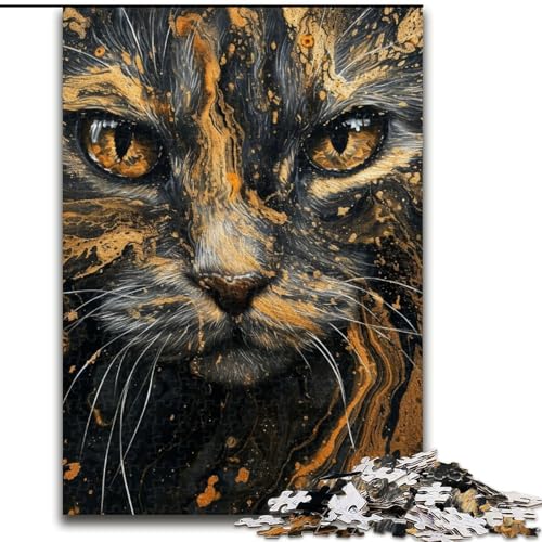 Puzzle für Erwachsene, 1000-teiliges Psychedelic Art Cat-Puzzle aus Holz, perfekte Dekoration für Zuhause oder das Büro, 1000 Teile(50x75cm) von XHAXING