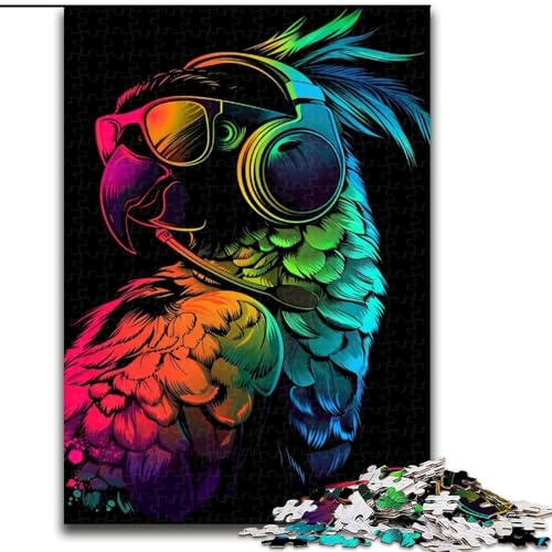 Puzzle für Erwachsene, 1000-teiliges Puzzle Papagei mit Sonnenbrille aus Holz, ideal für Familienspaß Feiertage, Geburtstage, 1000 Teile(50x75cm) von XHAXING